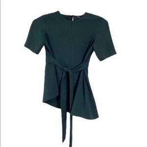 Zara Woman Wrap Asymmetrical Short Sleeve Blouse